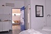 Kitchenette of a triple studio, Alexandros Hotel garden, Platy Yialos, Sifnos, Cyclades, Greece