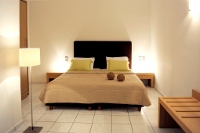 A bedroom at the Golden Milos Beach Hotel, Provatas, Milos, Cyclades, Greece