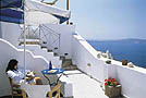 Hotels in Santorini - The Theoxenia Hotel is centrally located, overlooking the volcano and caldera. Consists of 6 caldera view superior doubles and 3 standard double rooms, renovated in 2001.